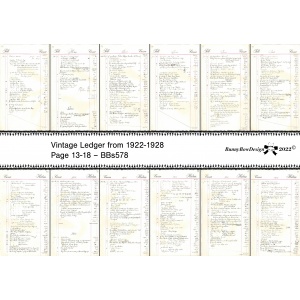 Vintage Ledger - 12 Pages from 1922-1928 - Digital Download - BBs578