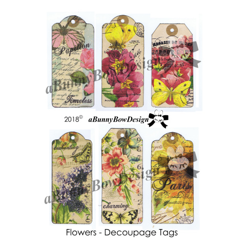 Flowers Decoupage Tags 01